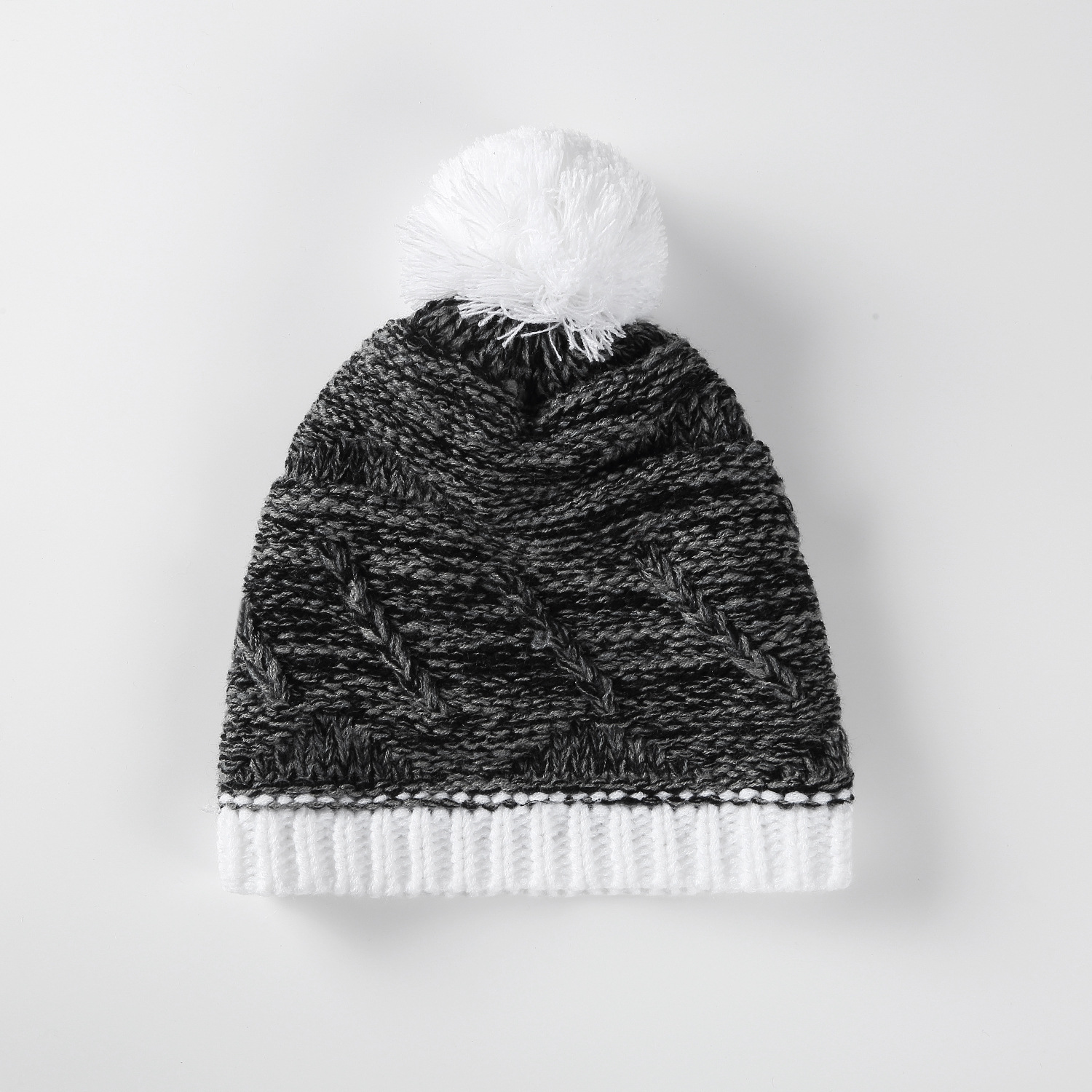 Sombrero de punto bajo precio de fábrica de procesamiento de invierno cálido sombrero de lana sombrero acrílico Jacquard color a juego sombrero de bola de piel