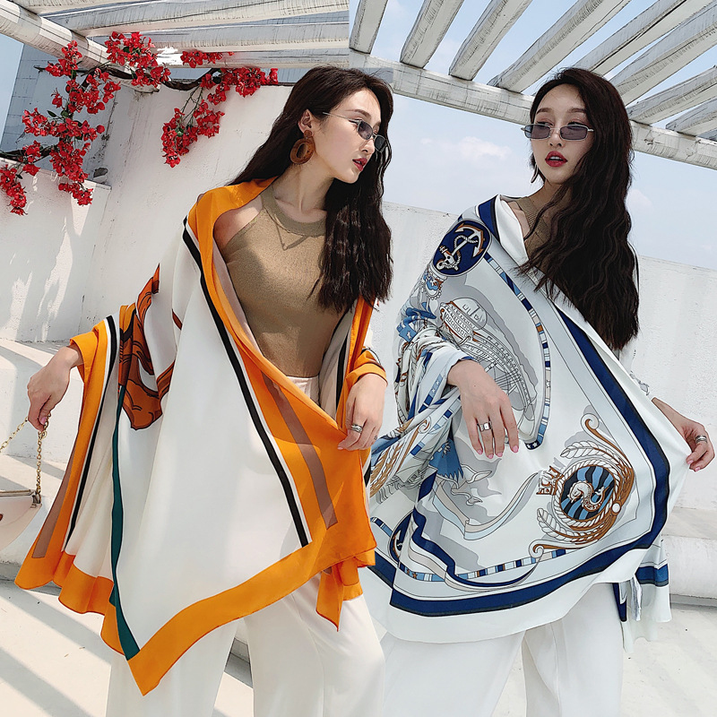 New Summer Scarf Women's Seaside Shawl Travel Scarf Sunscreen Beach Towel Ethnic Style Summer Sunshade Outside