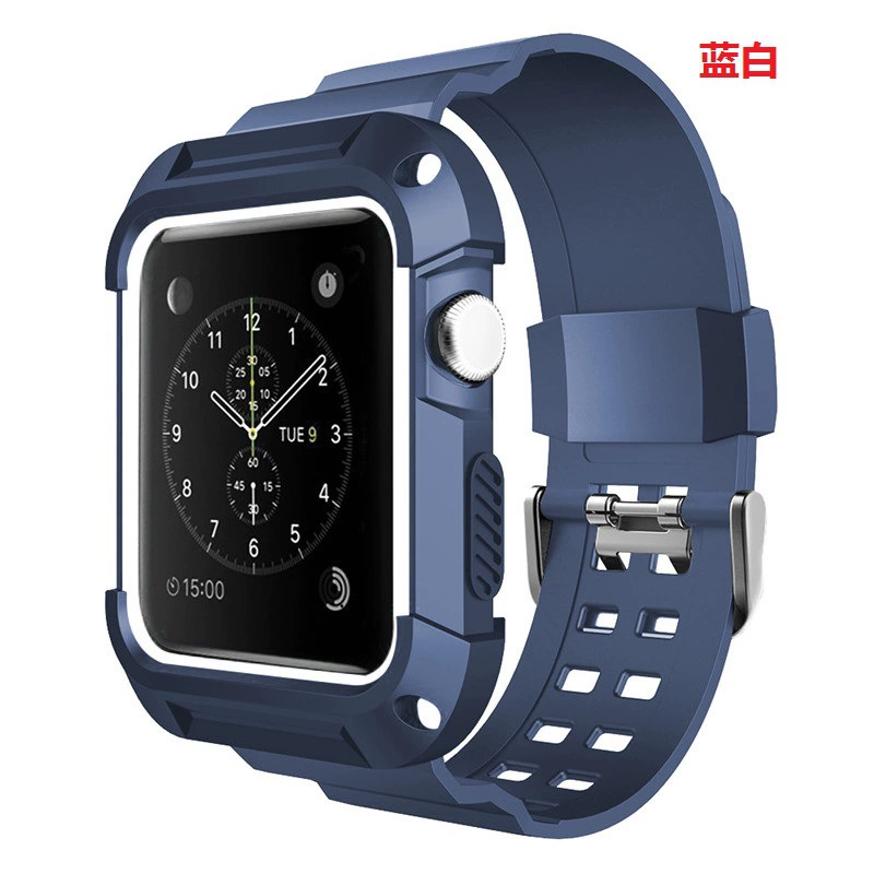 Apple Watch силиконовый ремешок-браслет с защитной рамкой, совместим 38/42 мм, легкий и прочный