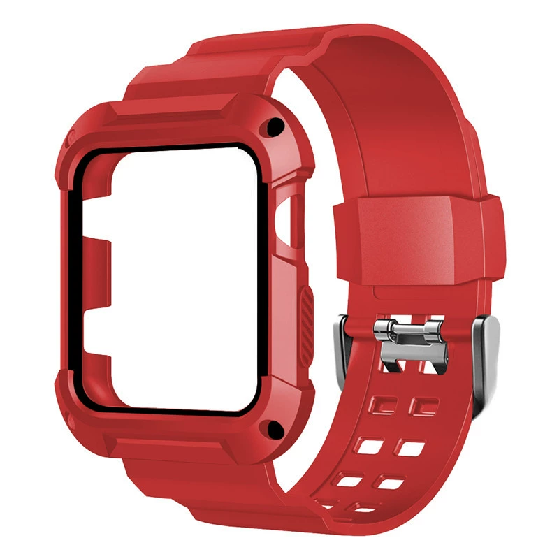 Apple Watch силиконовый ремешок-браслет с защитной рамкой, совместим 38/42 мм, легкий и прочный