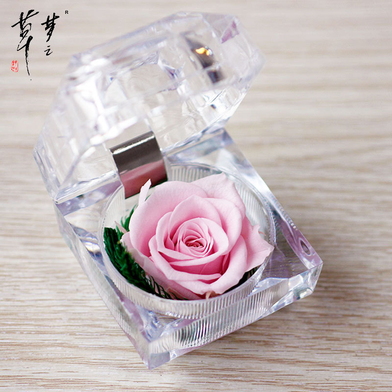 Cristal Rosa acrílico flor eterna caja de regalo confesión flor real regalo del Día de San Valentín Amazon