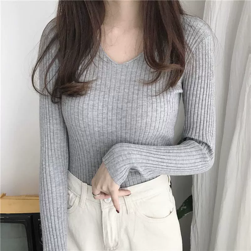 Demi-season knitted keep warm base body-friendly long-sleeve, retro sweater, with sleeve, tight
