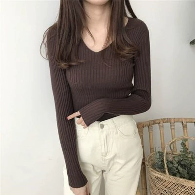Demi-season knitted keep warm base body-friendly long-sleeve, retro sweater, with sleeve, tight
