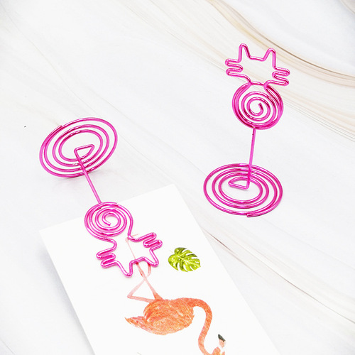 Cartoon Cat Business Card Holder Creative Desk Card Seat Holder Metal Notepad Clip Message Clip Wedding Photo Clip