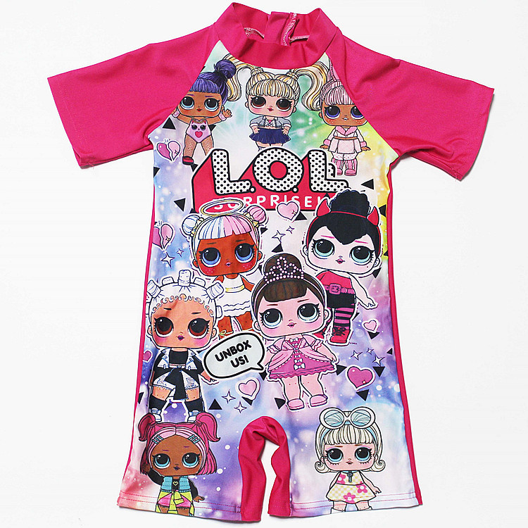 Traje de baño para niños de dibujos animados de comercio exterior traje de baño para niñas de una pieza bebé mediano y pequeño traje de baño para niñas traje de surf manga larga