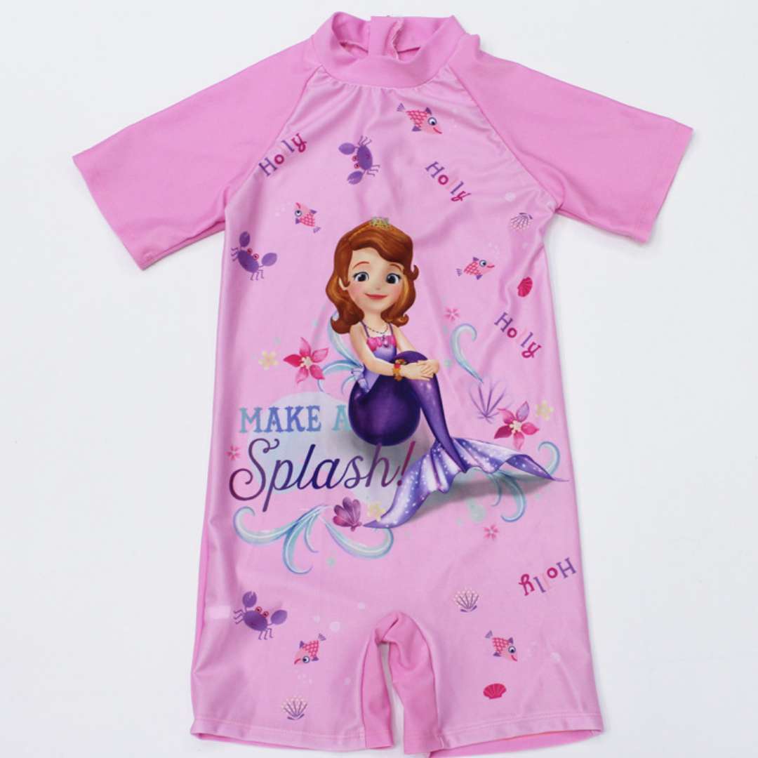 Traje de baño para niños de dibujos animados de comercio exterior traje de baño para niñas de una pieza bebé mediano y pequeño traje de baño para niñas traje de surf manga larga