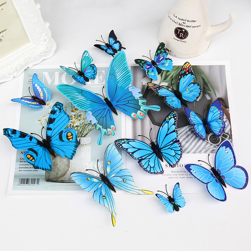 12 simulated butterflies creative home background butterfly three-dimensional stickers children's room wall decoration 3d butterfly wall stickers