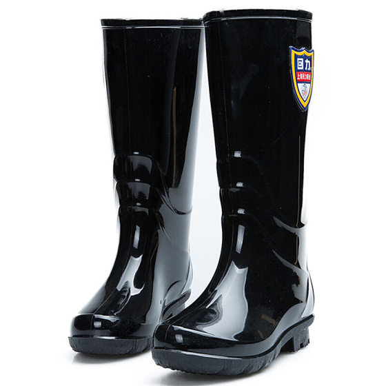 Shanghai Huili rain boots 863 ladies high tube middle tube rain boots non-slip wear-resistant plastic all black water shoes wholesale