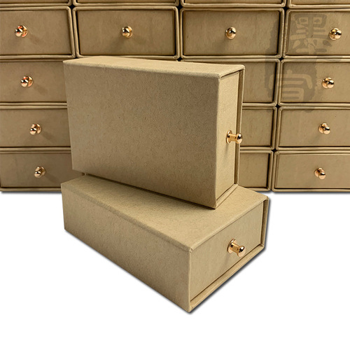 Jewelry Box Small Accessories Storage Black Box Gift Packaging Box Vintage Kraft Paper Drawer Box Custom LOGO 