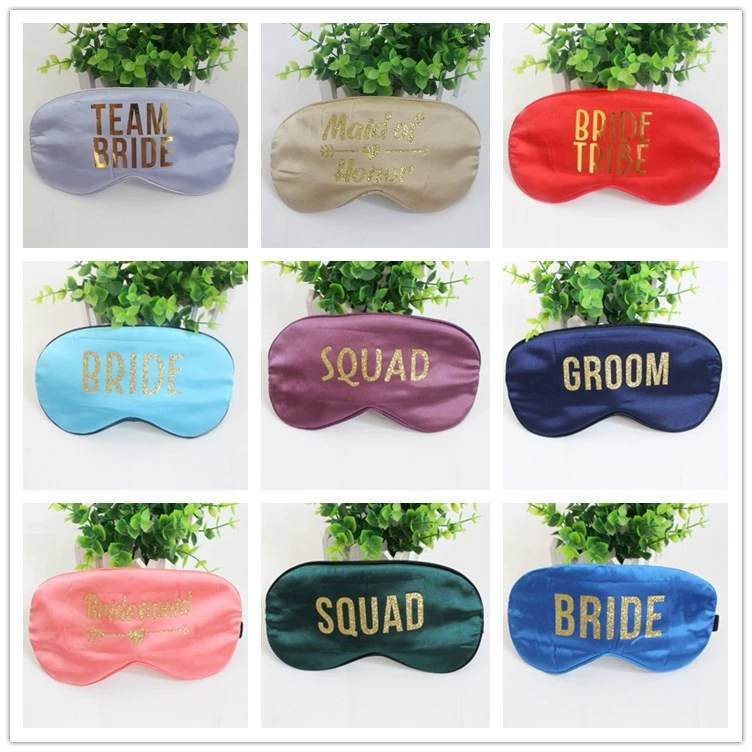 Двусторонняя твердая шелковая маска для сна Английская позолоченная буква Регулировка кнопки маска для глаз-1