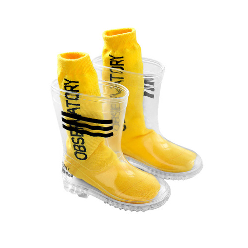 Children's rain boots PVC transparent rain boots non-slip primary school students' medium rain boots men's and women's baby medium and large children's fashionable water shoes