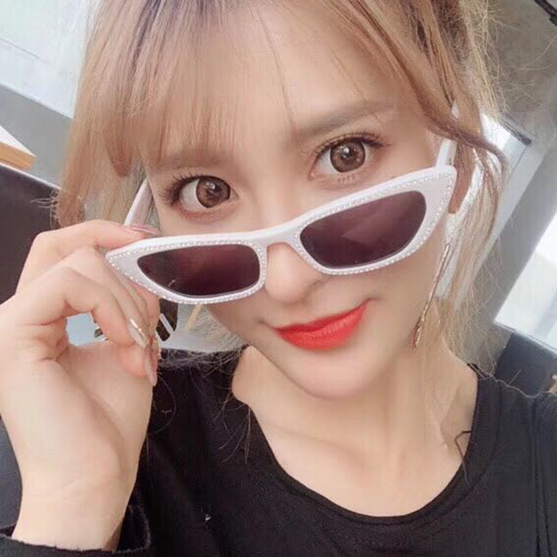 Imitation Diamond Cat-Eye Sunglasses 2019 Fashion Small Frame Women's Trendy Personality Sunglasses Internet Celebrity Sunglasses 5100