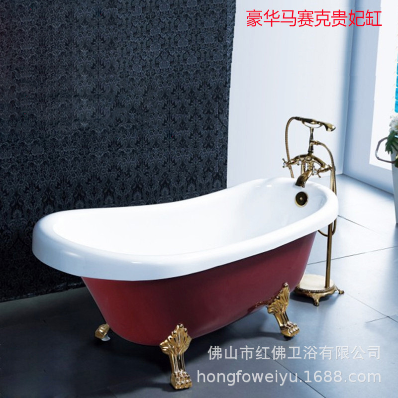 Guangdong estilo europeo negro, rojo y blanco independientes en una bañera de mosaico acrílico 1.2 3 4 5 6 7 8 metros