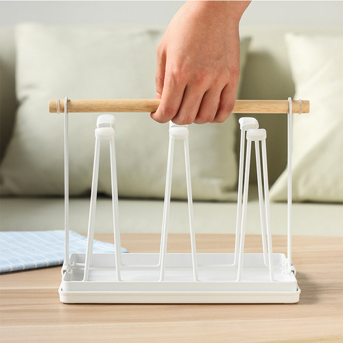 Japanese iron art drain cup holder for home use portable water cup holder drain rack with tray living room kitchen cup storage