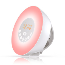 跨境多功能模拟日出唤醒闹钟灯 七彩氛围床头伴睡灯 FM收音睡眠灯