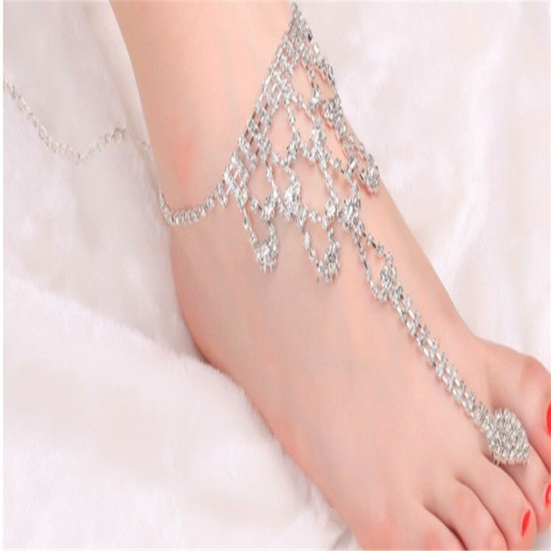 1 fábrica al por mayor de Corea anillo de cadena nupcial integrado accesorios de diamantes de imitación grande etapa joyería de la boda joyería de la mano de la cadena trasera