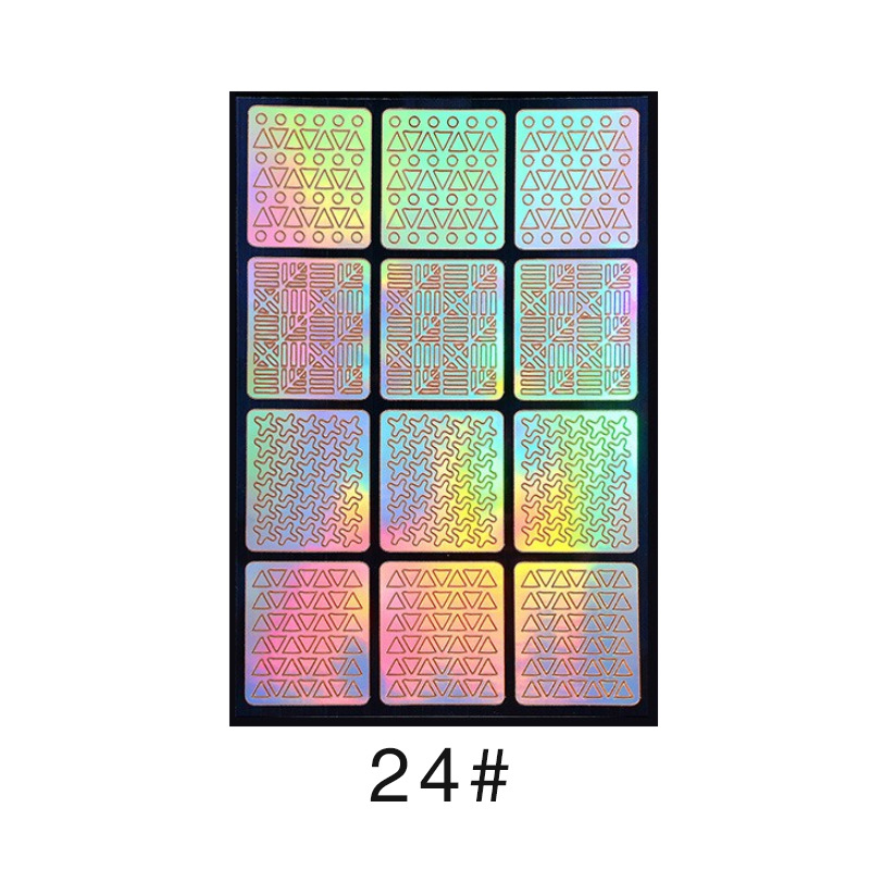 Colorido láser hueco pegatinas de uñas plantilla de impresión de uñas plantilla grande pintada de impresión transfronteriza exclusiva para la venta al por mayor