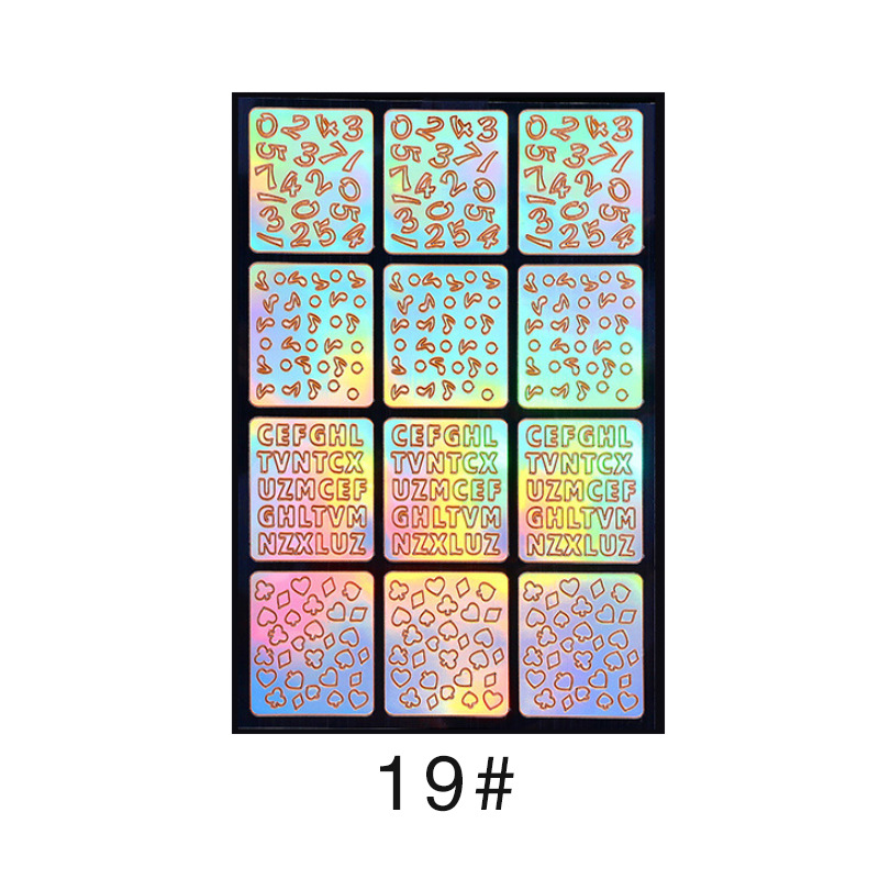 Colorido láser hueco pegatinas de uñas plantilla de impresión de uñas plantilla grande pintada de impresión transfronteriza exclusiva para la venta al por mayor