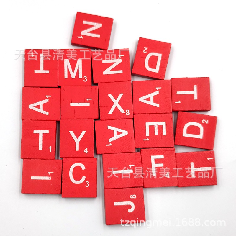 Letras blancas coloridas cartas de rompecabezas de educación temprana cuadrados estándar piezas de madera 100 unidades un paquete