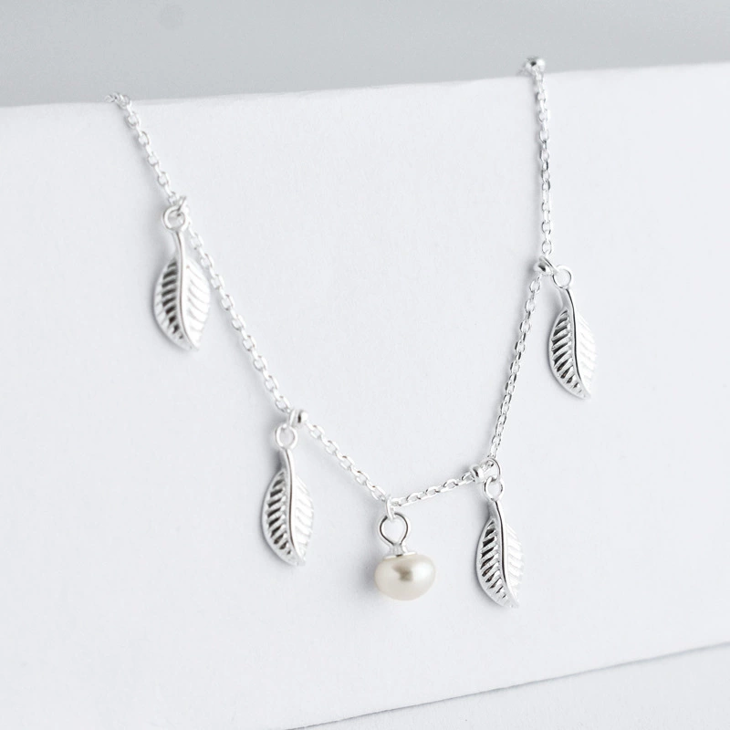 Weiheng ювелирные изделия S925 серебро маленькая свежая кисточка жемчужный лист ножной браслет Летний темперамент женские украшения для ног поколение волос