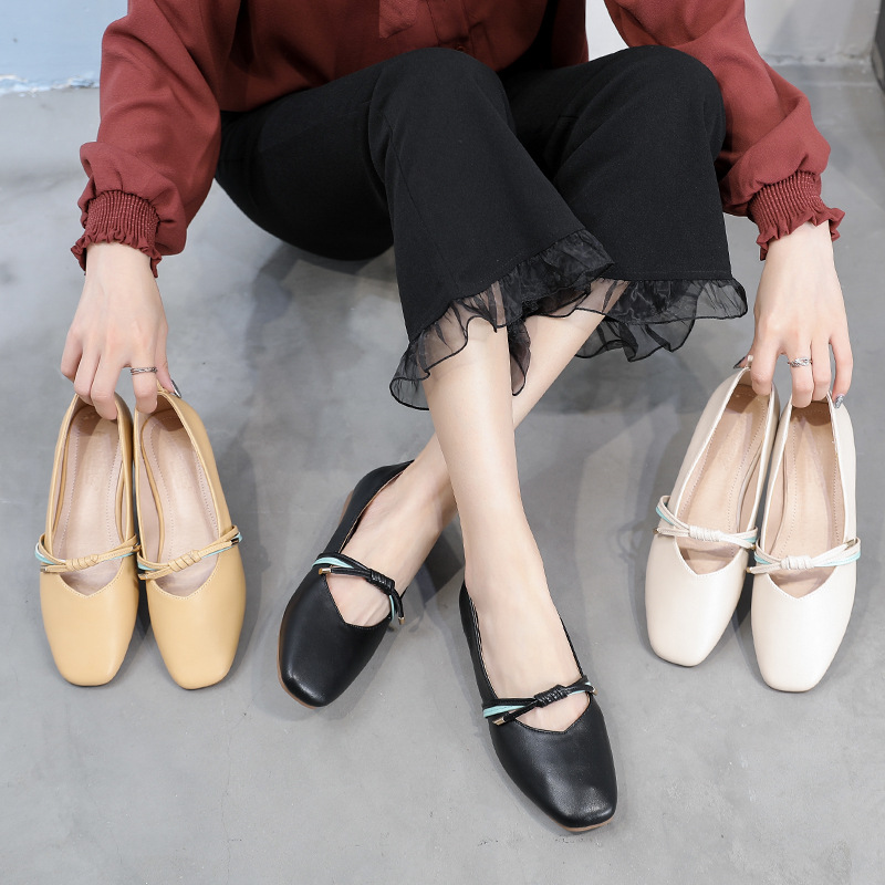 FS-8 Fairy Shoes 2022 Весна Новые нежные продукты ночная обувь легкие бобовые бобовые туфли Scoop Scoop Single Single The Women Женщины