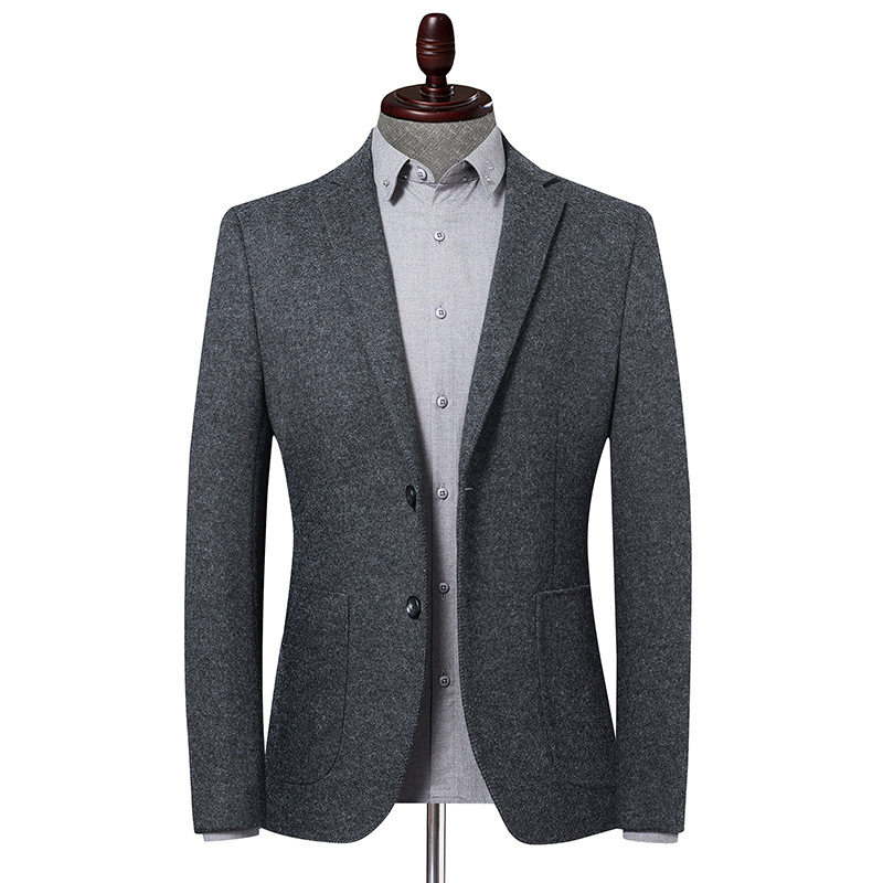Áo vest nam dạ lông cừu dáng ôm cổ vest dài tay — Màu xanh, Màu xám, Màu đen