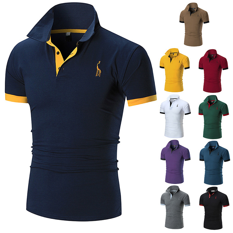 Cross-border Foreign Trade Short-sleeved Embroidered Fawn Polo Shirt Men's Summer Thin Casual Polo Shirt Men's Fashion AliExpress Cross-border Foreign Trade Short-sleeved Embroidered Fawn Polo Shirt Men's Summer Thin Casual Polo Shirt Men's Fashion AliExpress