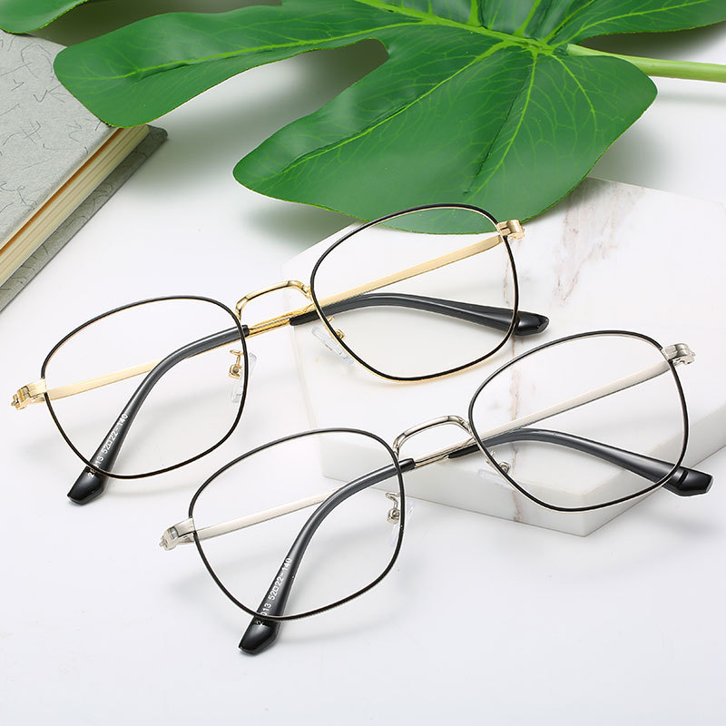 Trendy Metal Small Box Flat Mirror Women's Large Frame Personalized Glasses Frame with Myopia Classic Simple Decorative Mirror for Men