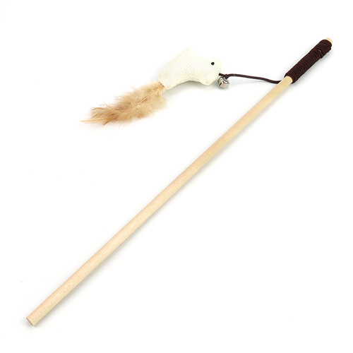 Manufacturer of pet cat toys, cat funny stick, cat loves mouse type rubber band with bell wooden stick, cat funny stick