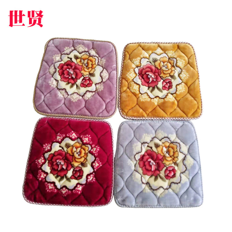 坐垫毛绒春秋餐椅垫批发42cm防滑加厚单人座垫加绒白棉单人坐垫