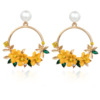 Brand cute ceramics from pearl, fashionable earrings, flowered