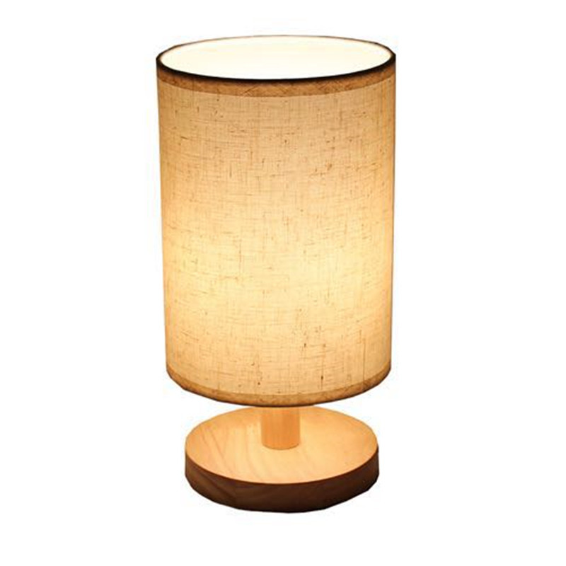 Rejilla Lino tela lámpara de mesa LED base de madera maciza lámpara de mesa USB pequeña lámpara de mesa exportación AliExpress suministro