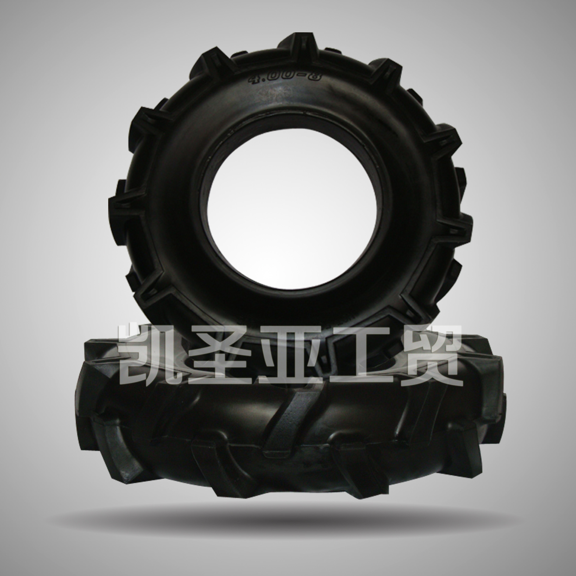 山东厂家供应4.00-8人字花纹微耕机轮胎 农用车聚氨酯轮胎 抗老化
