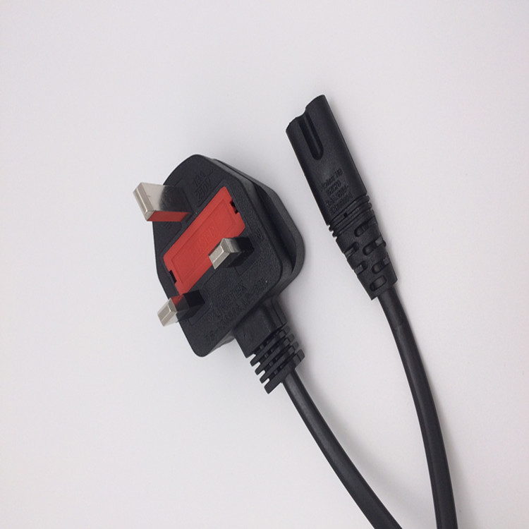 英规带保险丝插头1米2*0.3 大英规八字尾插头线 电动卷闸门电源线