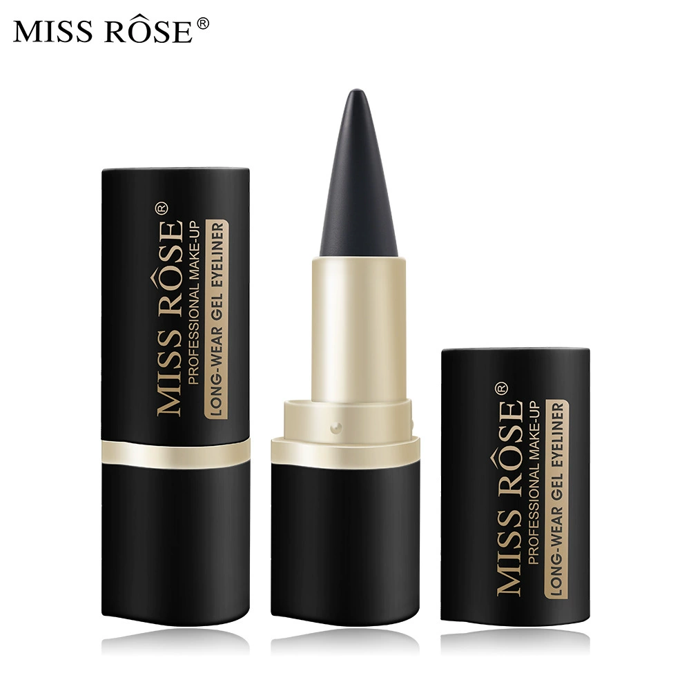 Карандаш-лайнер Miss Rose крем-гель, матовый водостойчивый одноцветный, стойкий черный, 0.02 кг