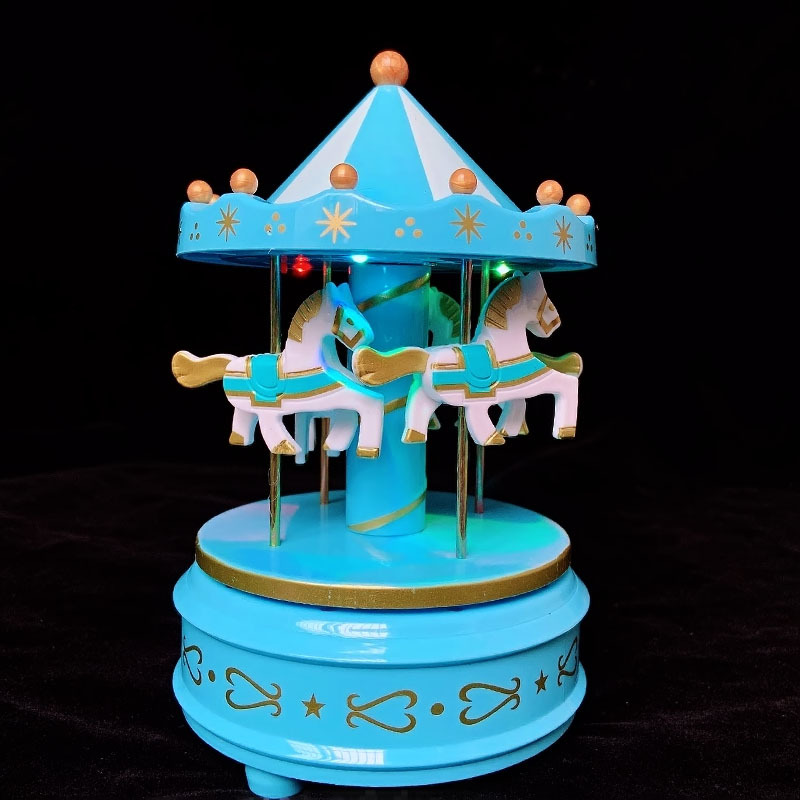 ライト付き回転トロイの木馬オルゴールケーキ装飾クリスマス装飾アイデア観覧車子供誕生日プレゼント衣装