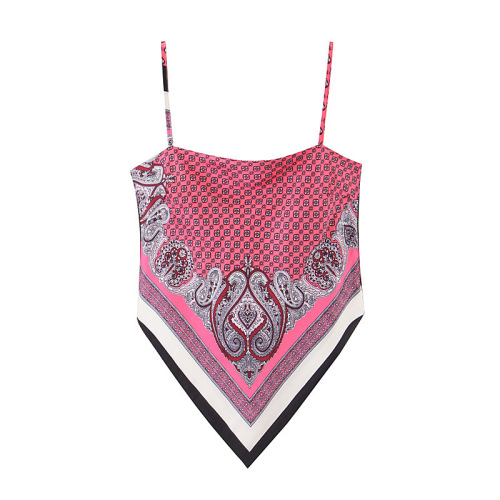 Beach sling for women European and American style fashionable inner printed top with knotted back summer seaside beach vest summer