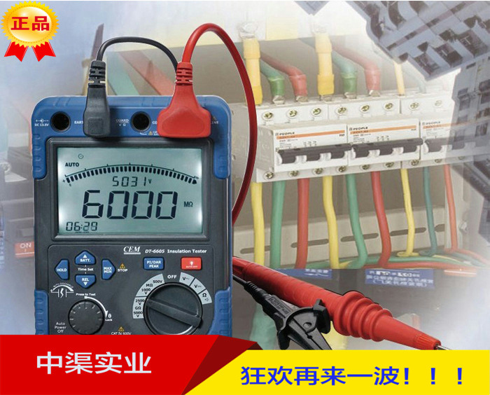 华盛昌CEM品牌DT-6605型高压绝缘电阻测试仪5000V绝电池测量仪