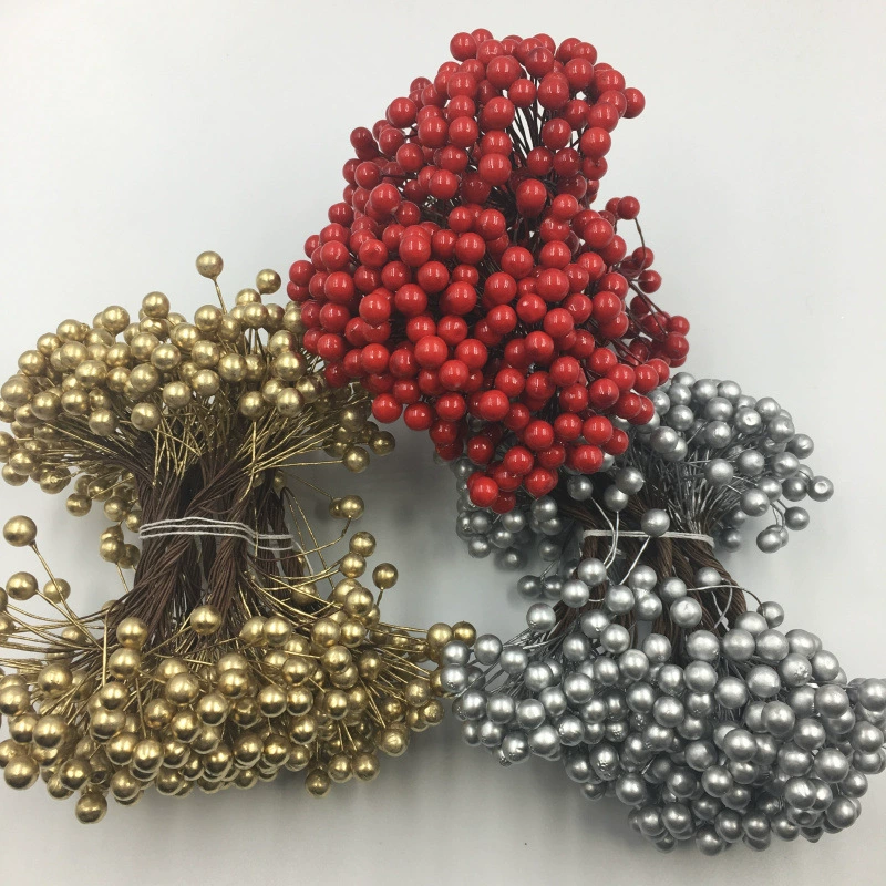 Оптовая продажа фабрики 0,8 ㎝ симуляция пены Ягоды Вишня маленькие красные фрукты пион фрукты Рождественские аксессуары 500