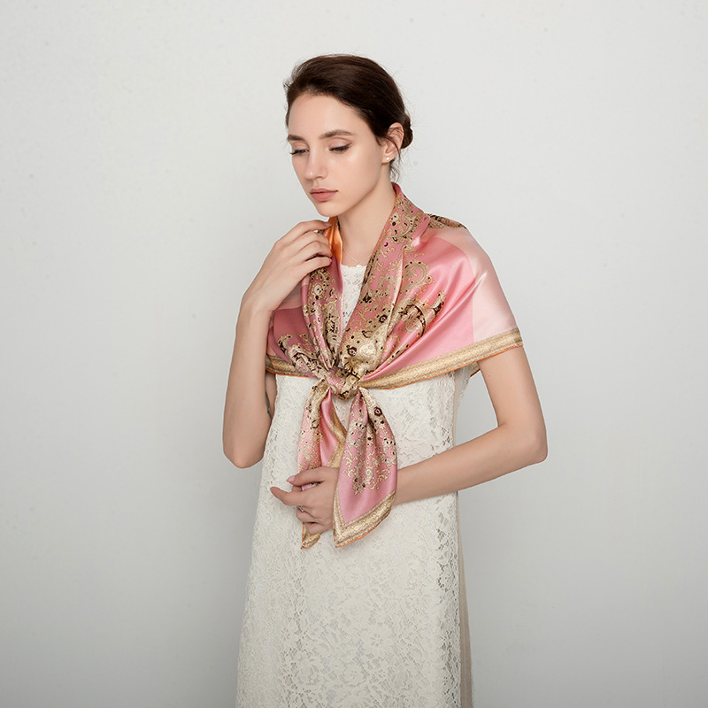 Fashionable skin-friendly breathable scarf simple personality retro shawl women's light soft and smooth silk scarf