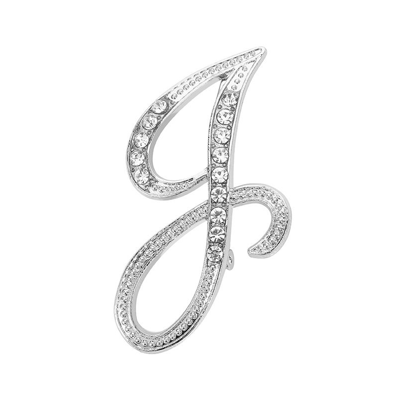 Silver Alphabet Brooch Letter Pin Personalized Inlaid Crystal Gift_voghion.com
