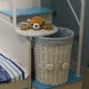 [白色筐+蓝色点点布]