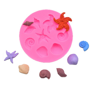 DIY mold 8 hole conch starfish shell turn sugar cream chocolate cake mold silicone mold