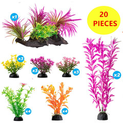 Highly realistic aquarium aquatic plant decorations—multiple styles of artificial plants for fish tank landscaping, plus pet-friendly grass options.