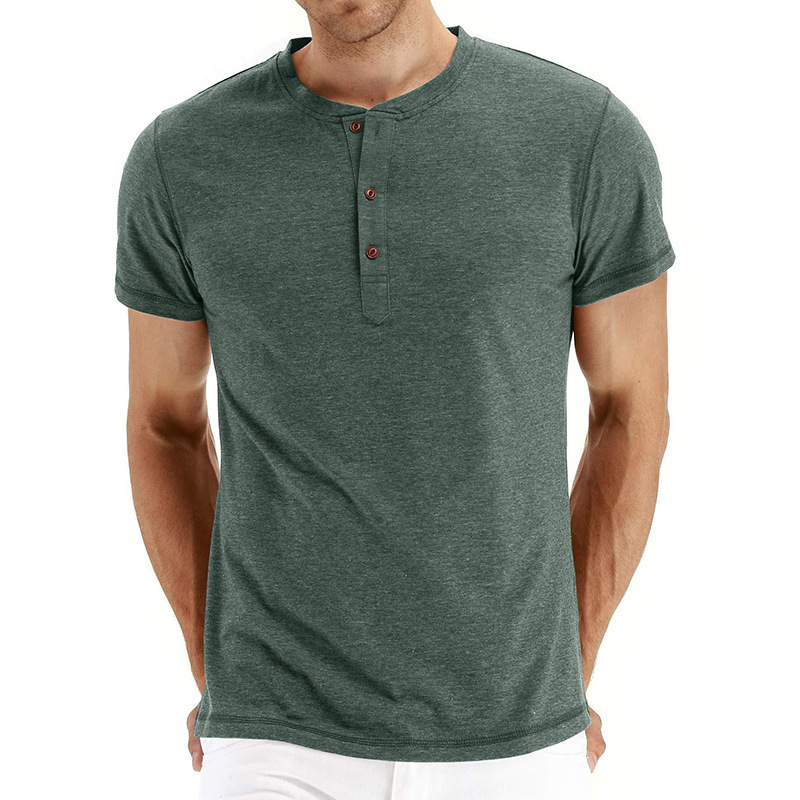Camisetas de manga corta para hombre, estilo europeo y americano, camisetas Henley para hombre, comercio exterior, informales y versátiles, verano 2022