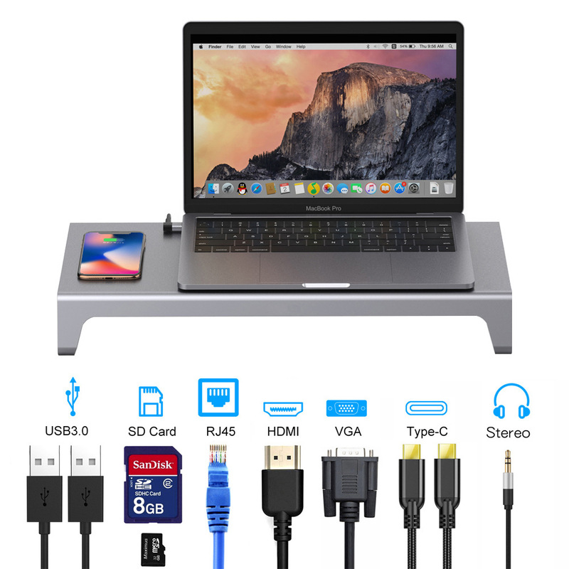 TYPE-C 11-in-one macbook docking station with wireless charging USB C to HDMI HD HUB