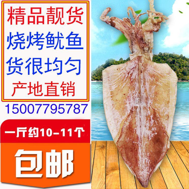 1A广西北海淡晒烧烤手撕大小号干鱿鱼干货尤鱼片整箱散装定价半斤