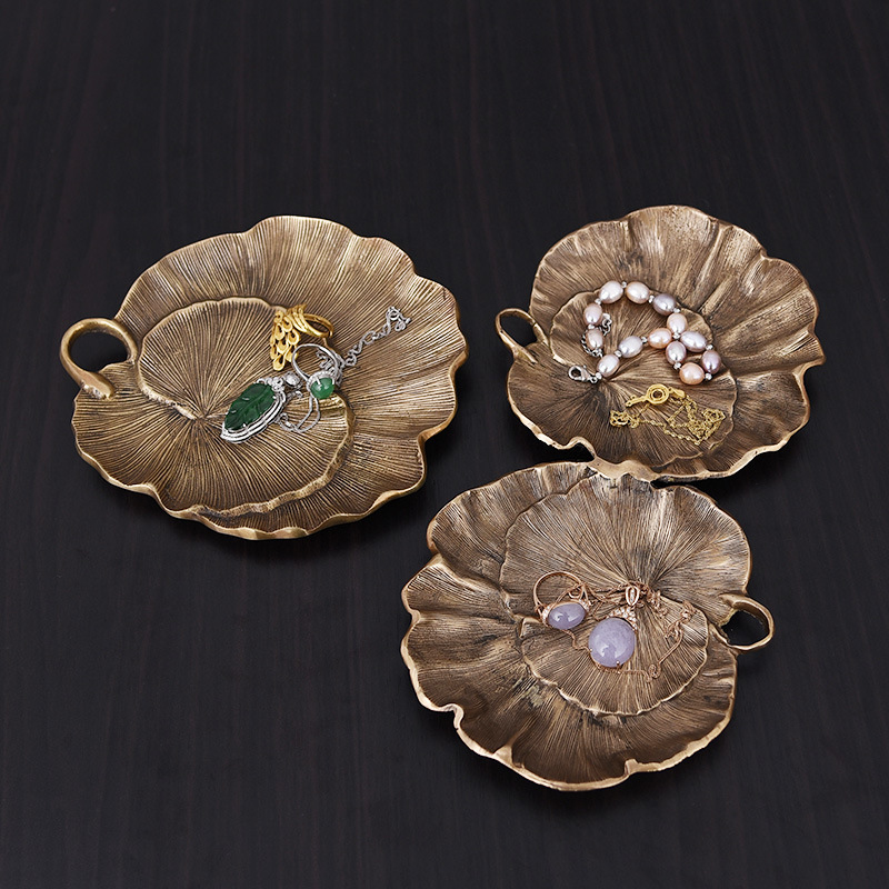 Yifang India vintage brass fruit plate desktop tea table entrance decoration snack jewelry storage plate dish