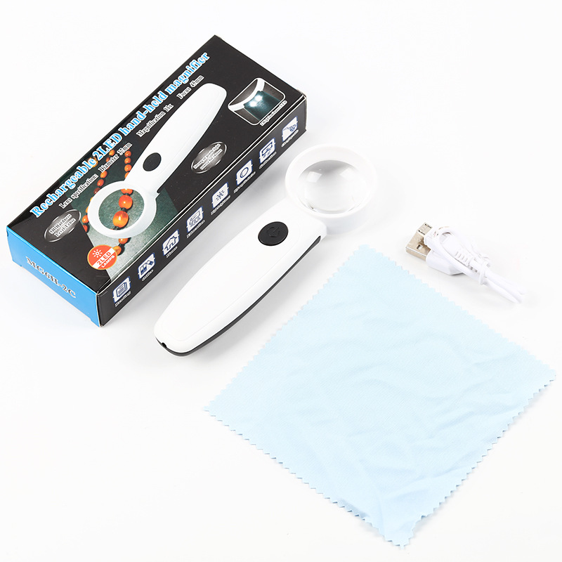 厂家直销手持高清充电放大镜led灯MG6H-2C老花镜阅读放大镜