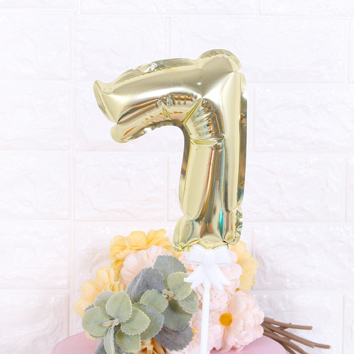 Automatic inflatable birthday cake plug-in decorative number balloon 5-inch gold and silver self-exploding ball aluminum film balloon